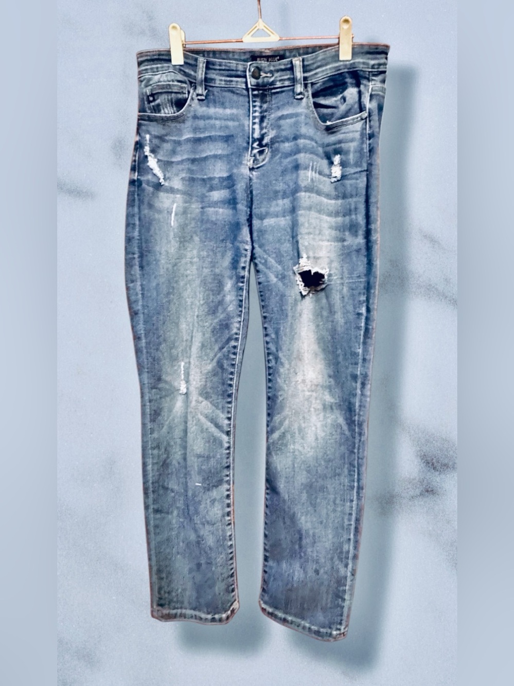 Judy Blue Distressed Straight Leg Blue Jeans size 9/29